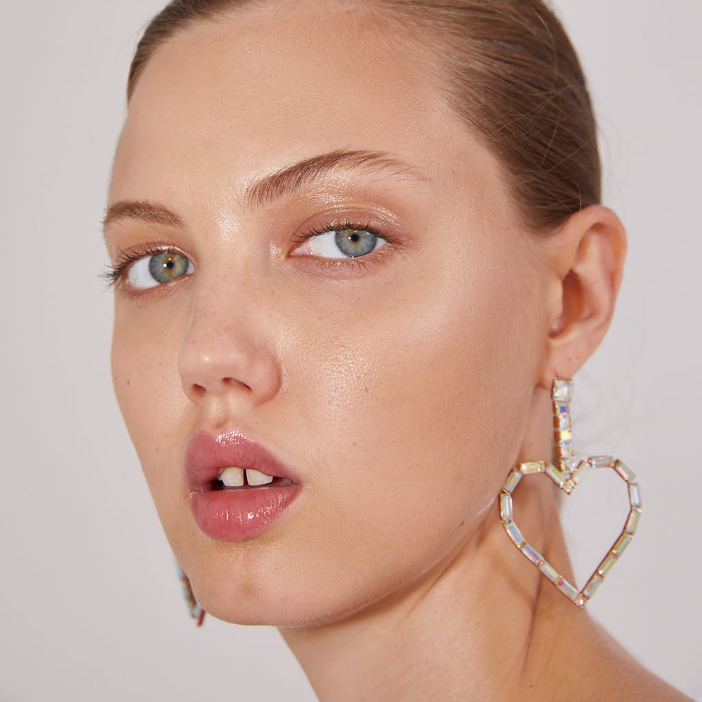 Europe and the United States big shop popular earring personality fashion geometric heart point diamond eardrop joker atmospheric earrings thumbnail