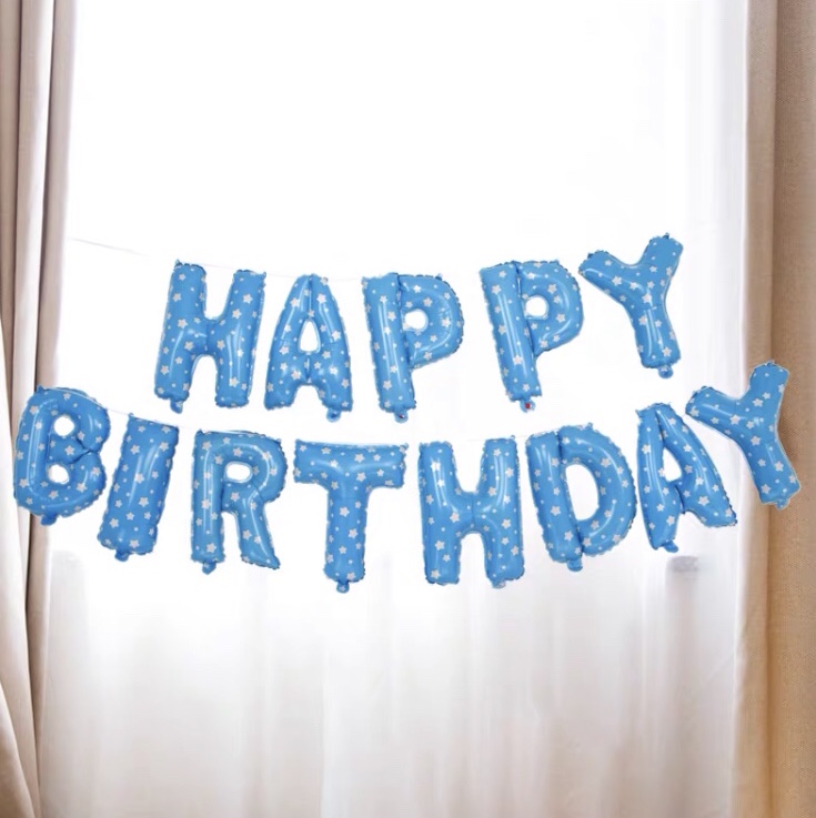 Aluminum foil birthday suit in blue