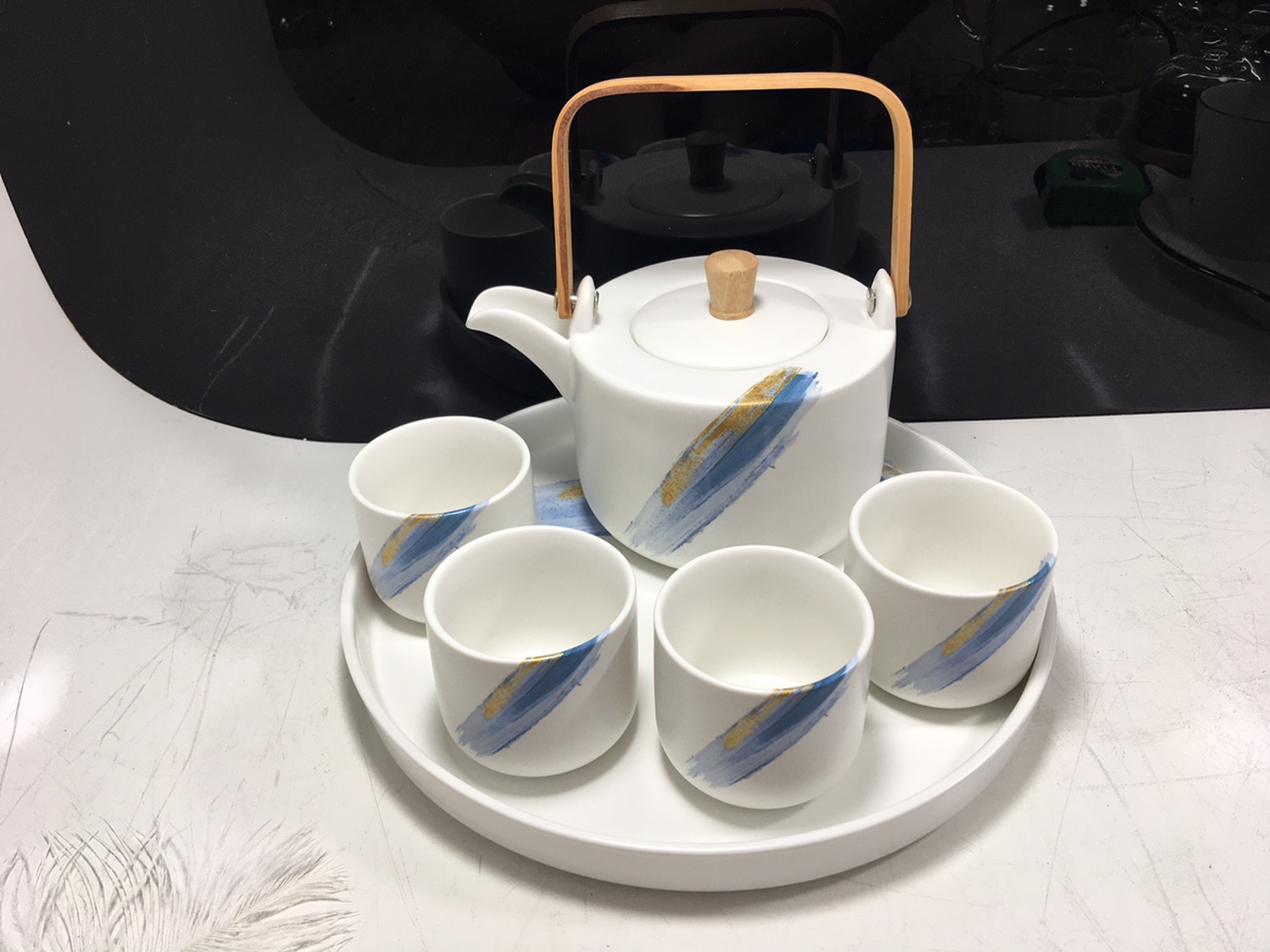 陶瓷茶具现代北欧风格送礼套装杯壶陶瓷套装XLJ015蓝色图