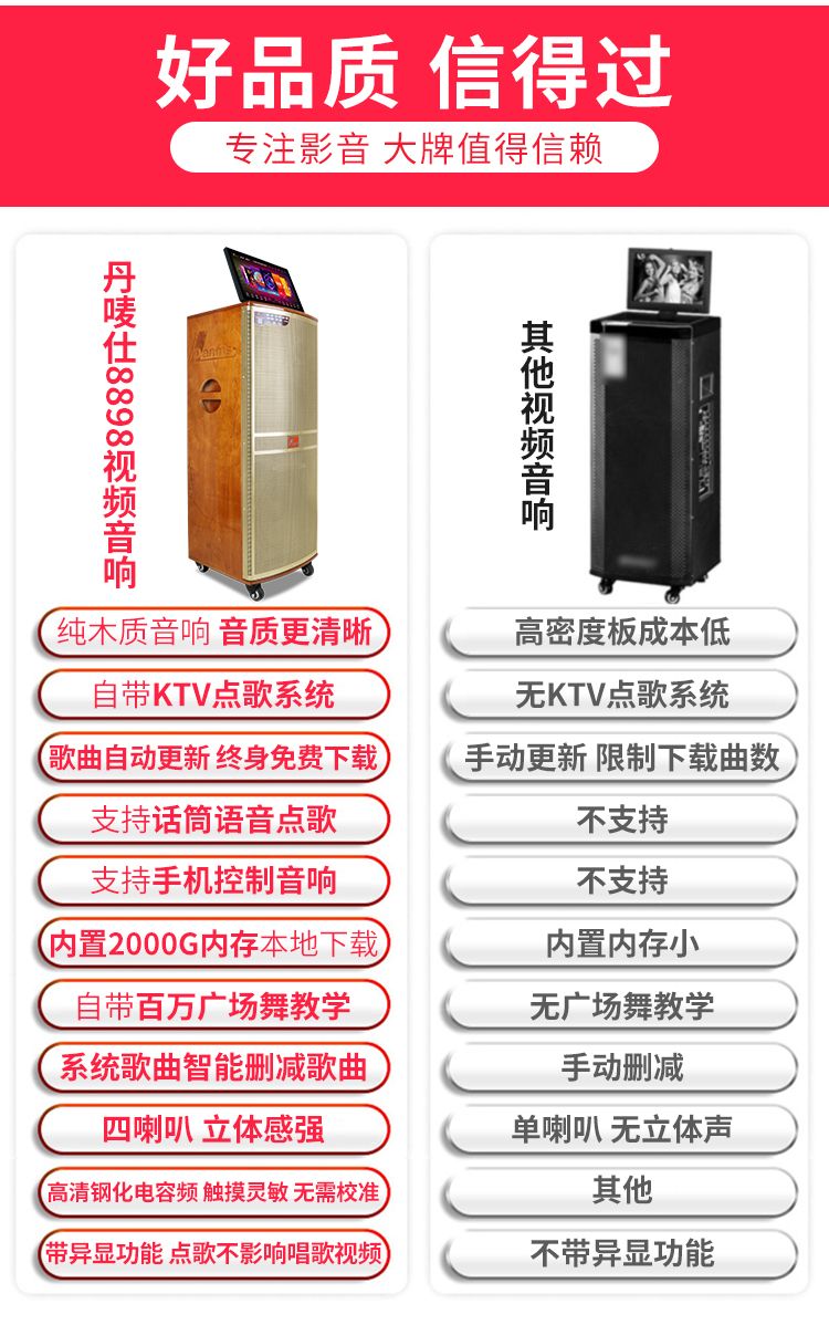 Danmaishi outdoor KTV audio set with display screen, mobile KTV three-way high-power video speaker details Picture