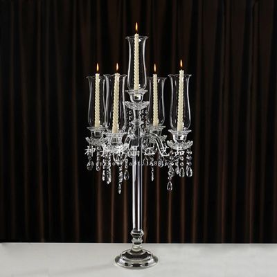 Classic European five head crystal candlestick wedding candlestick home wedding decoration craft candlestick model room decoration thumbnail