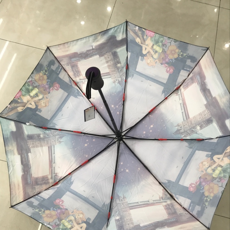 Item No. 3032A Fully automatic heat Transfer Three-fold Umbrella Specification image