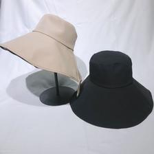 夏天防紫外线防UV遮阳防晒百搭大沿黑胶渔夫帽遮阳帽时尚度假帽子