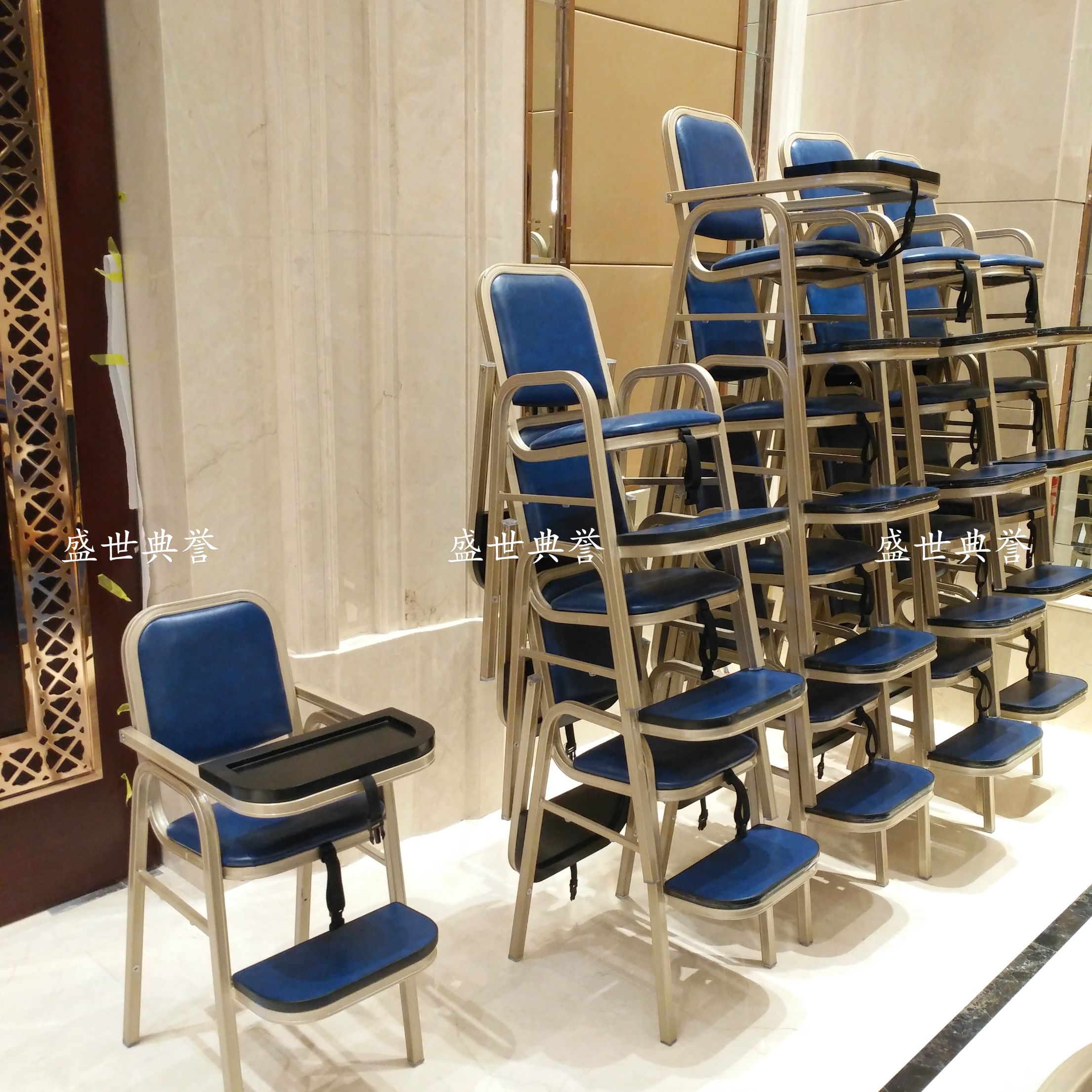 上海五星级酒店宴会厅铝合金宝宝椅 餐厅包厢儿童餐椅 贝贝椅BB椅产品图