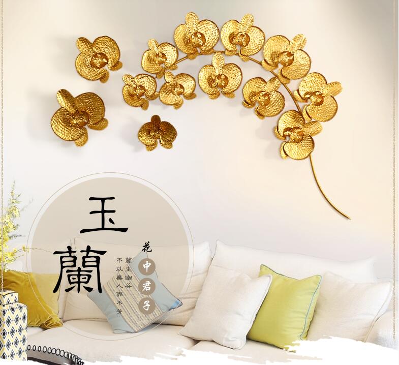 新中式创意卧室墙上装饰品3D立体壁饰铁艺壁挂