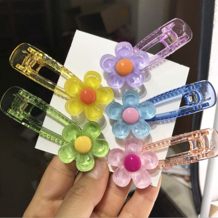 Korean version of Daisy floret transparent color duck mouth clip web celebrity ins hairpin female small clear flower side hair clip thumbnail