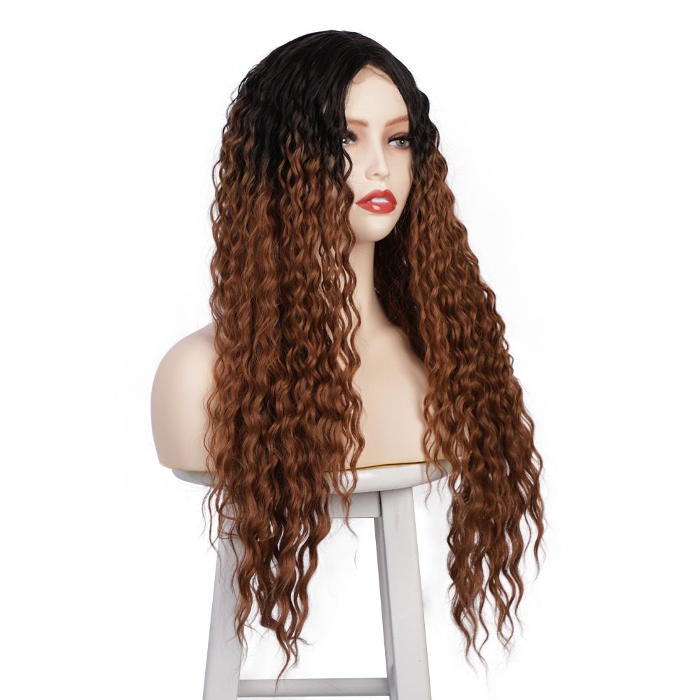 European and American ladies wig before lace wig ladies long curly hair synthetic fiber wigs
