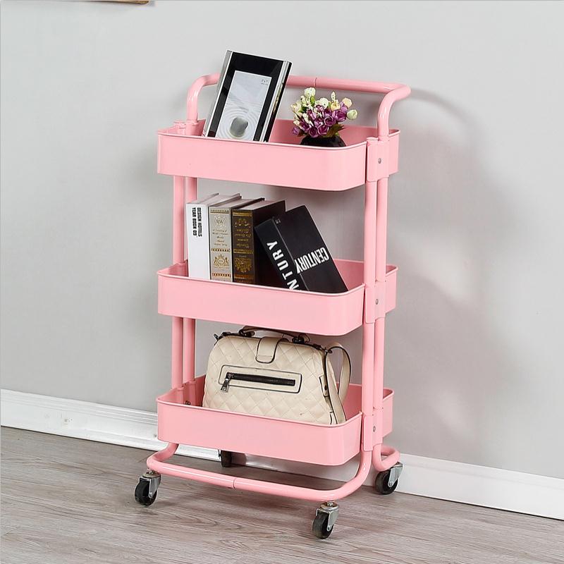 Household trolley storage rack Kitchen storage multi-storey bed head living room storage rack Mobile trolley