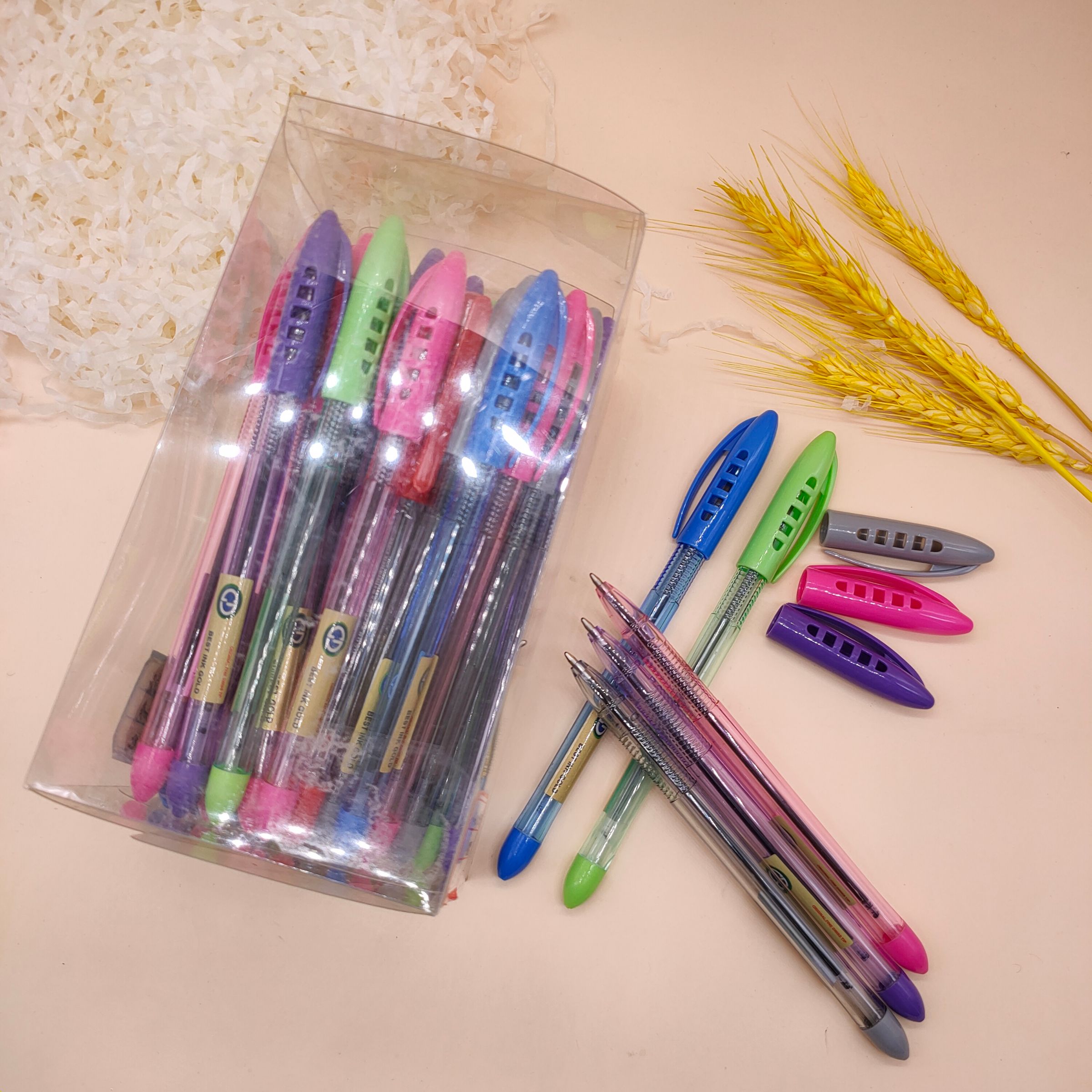 Student office classic transparent ball point pen details Picture