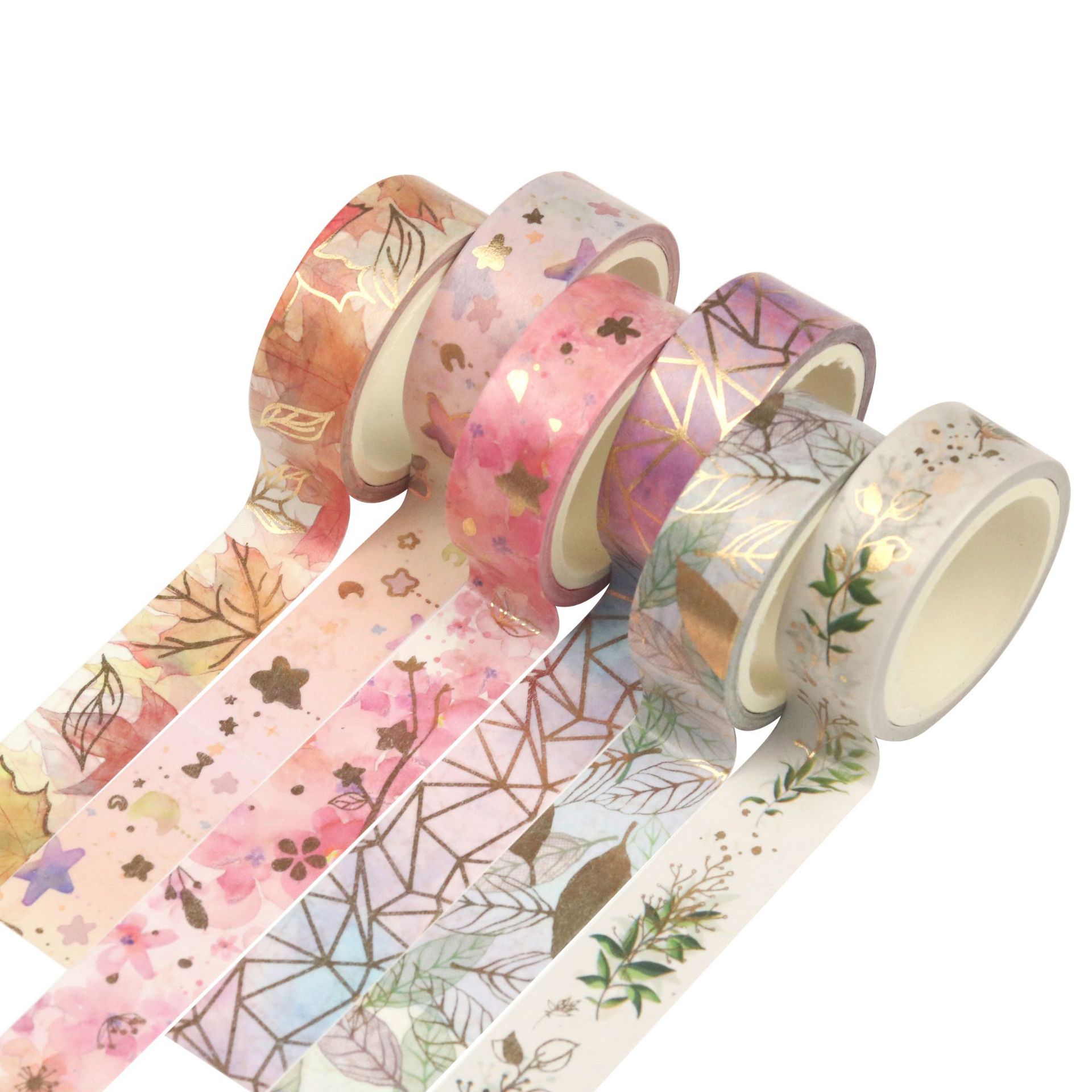 6-roll flower gilding and paper tape floral, fresh and dreamy diy planner sticker frame decoration tape details Picture