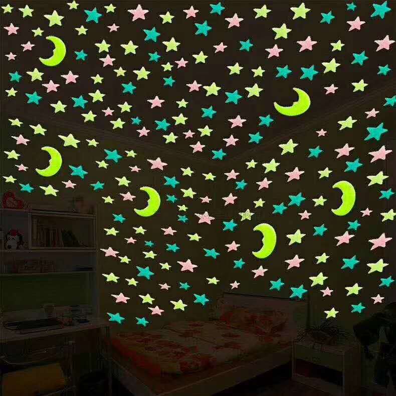 Glow-in-the-dark star cartoon pattern Children's room bedroom sticker glow-in-the dark wall sticker