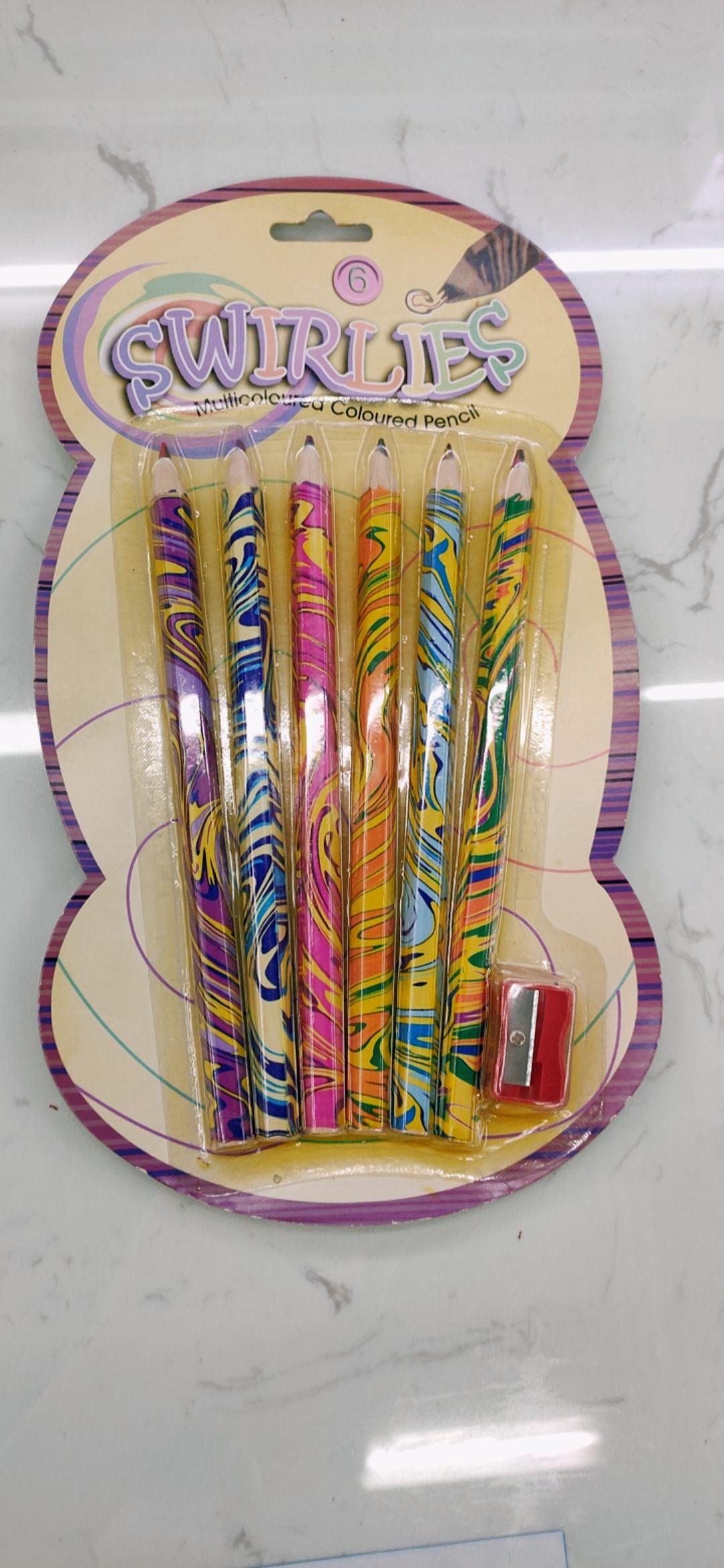 Six rainbow thick pencil clips