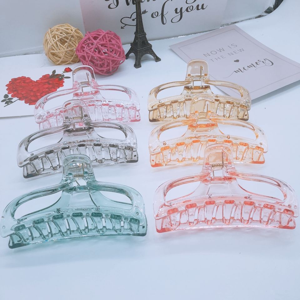 New transparent ins retro and versatile grab clip acrylic large hairpin, simple and basic ponytail hair grab for women