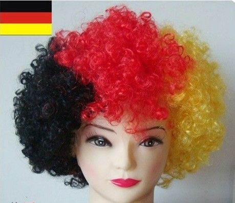 German three - color black, red and yellow fan wig thumbnail