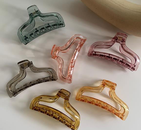 New transparent ins retro and versatile grab clip acrylic large hairpin, simple and basic ponytail hair grab for women details Picture