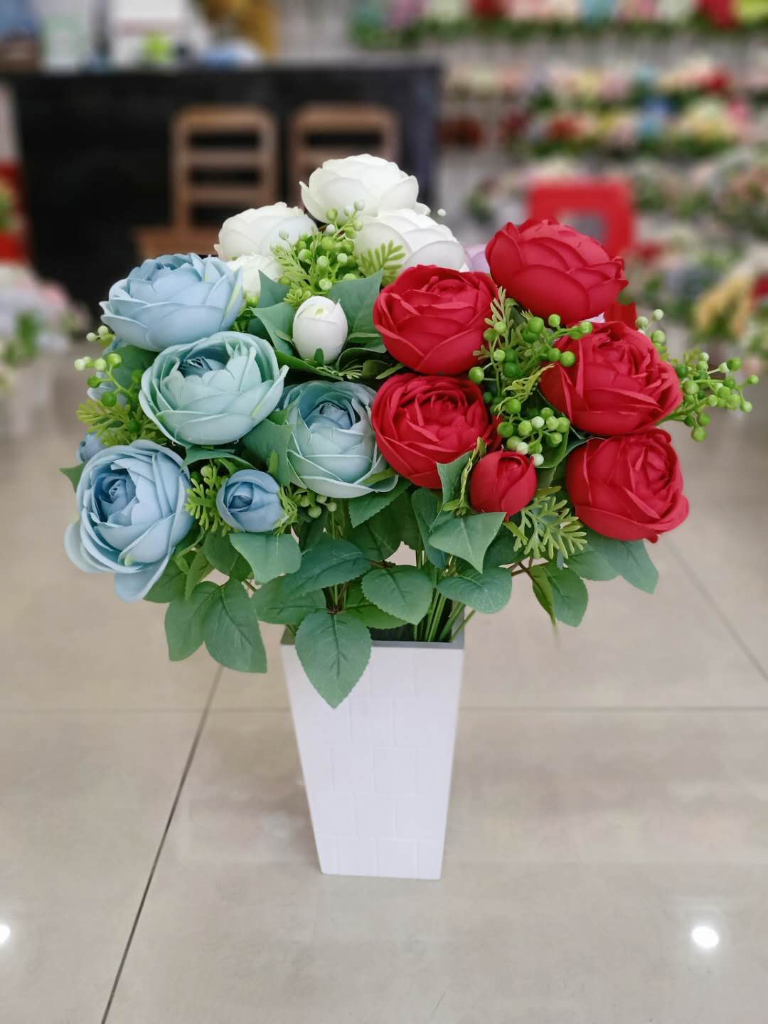Wholesale of living room artificial flowers and fake flowers, wedding decoration, 11-fork Austin tea rose wholesale Specification image