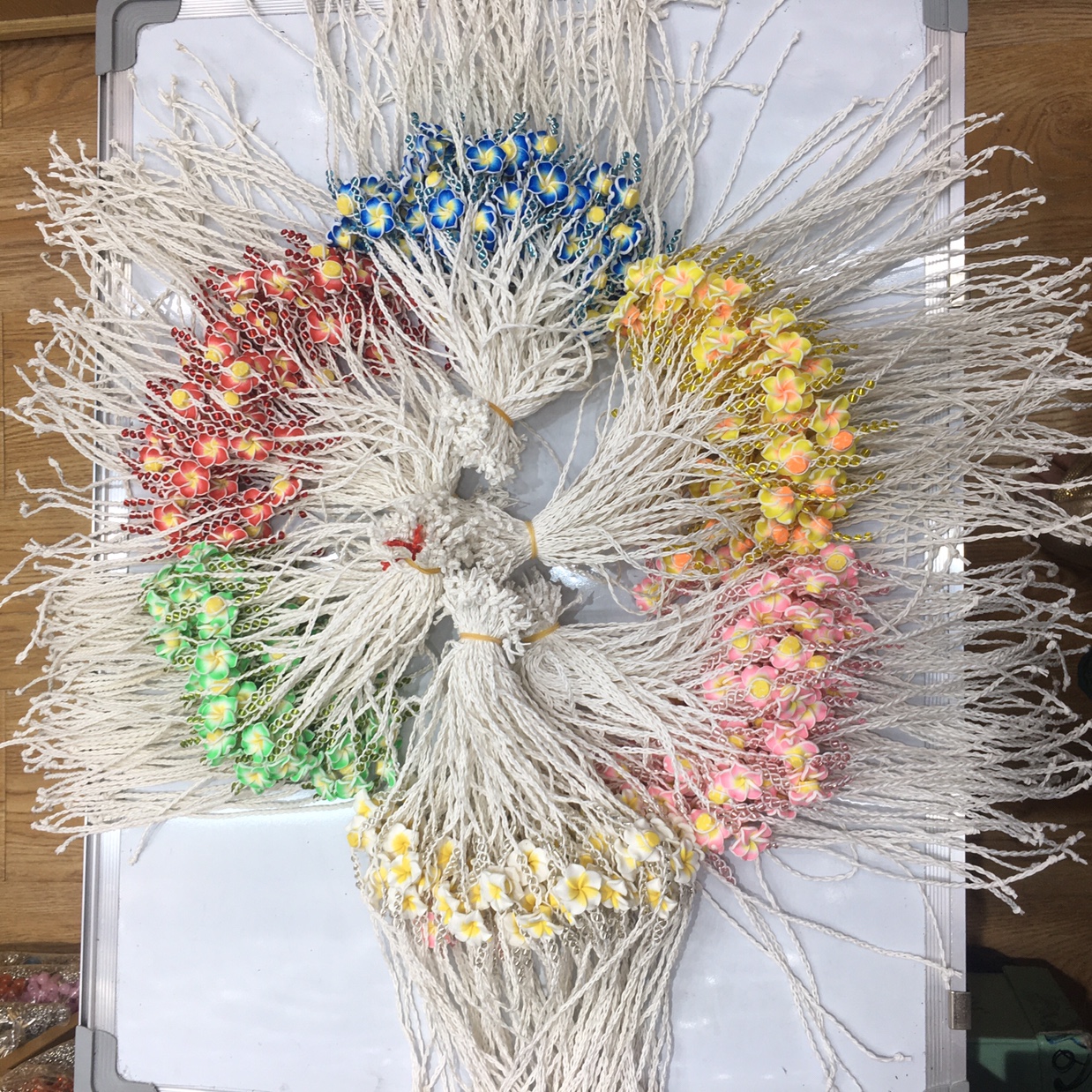 White cotton thread frellia anklets