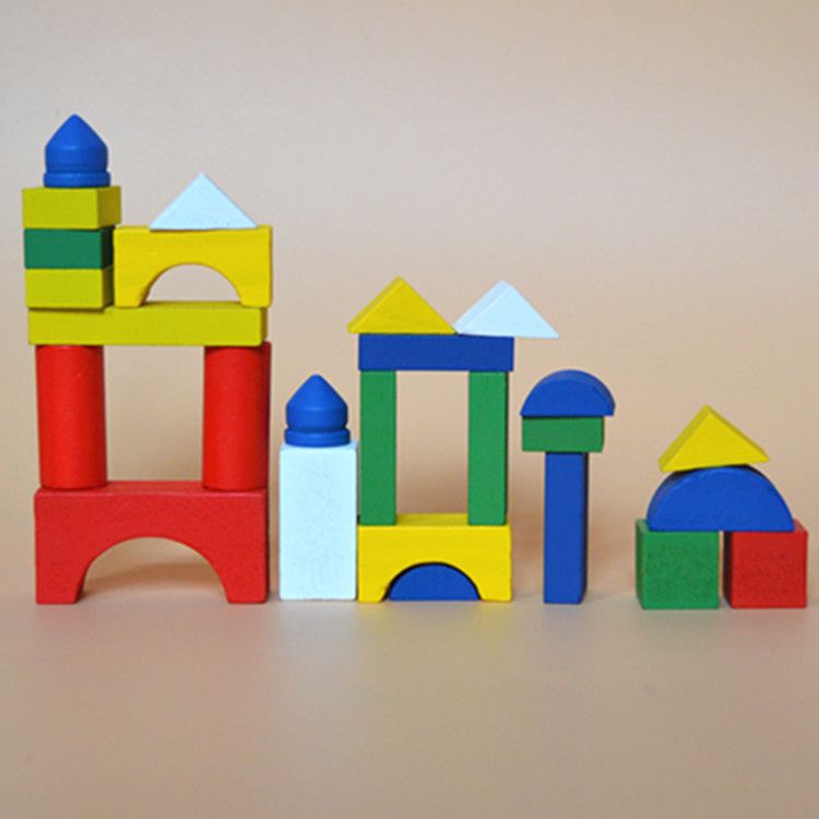 Wooden castle building block geometry set for children and primary school students' math teaching AIDS building blocks Specification image