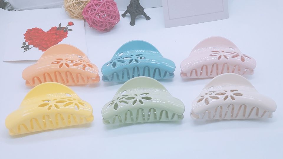 Baoguang Japanese and Korean trendy fashion grabbers, solid color glitter pink hot diamond medium-sized hair clips, boutique store, Middle Eastern best-selling bath clips