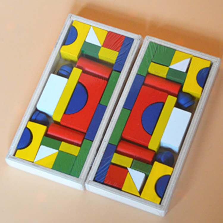 Wooden castle building block geometry set for children and primary school students' math teaching AIDS building blocks