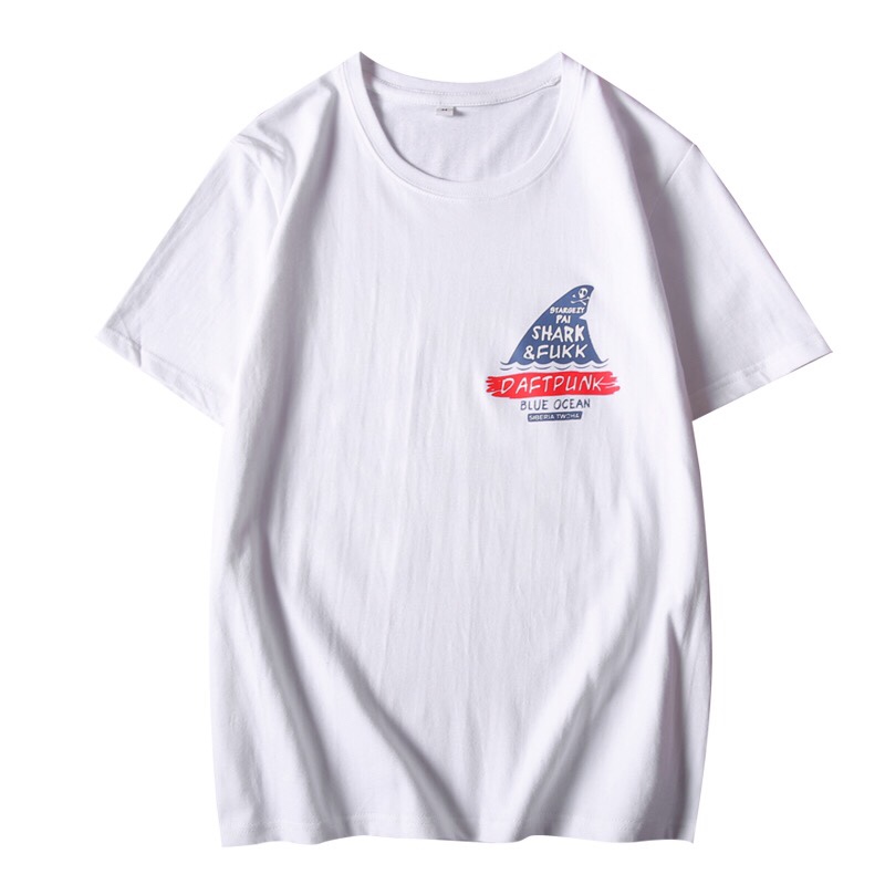 Men's white short-sleeved shirt