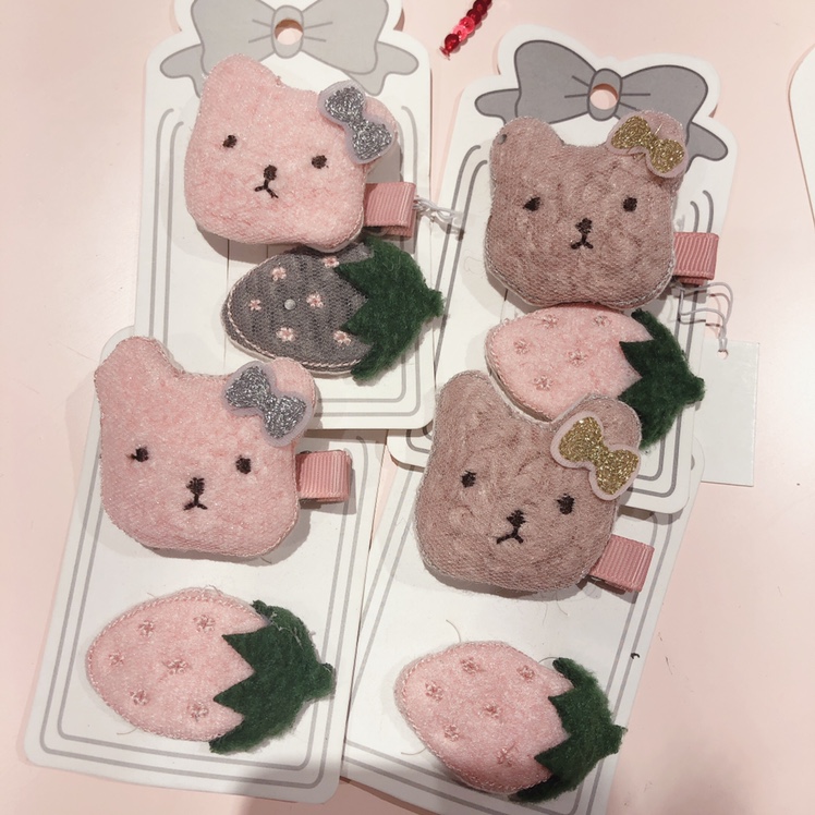 Morden girl Bear autumn and winter cute children's baby hairpin single color mix wholesale 12 batches