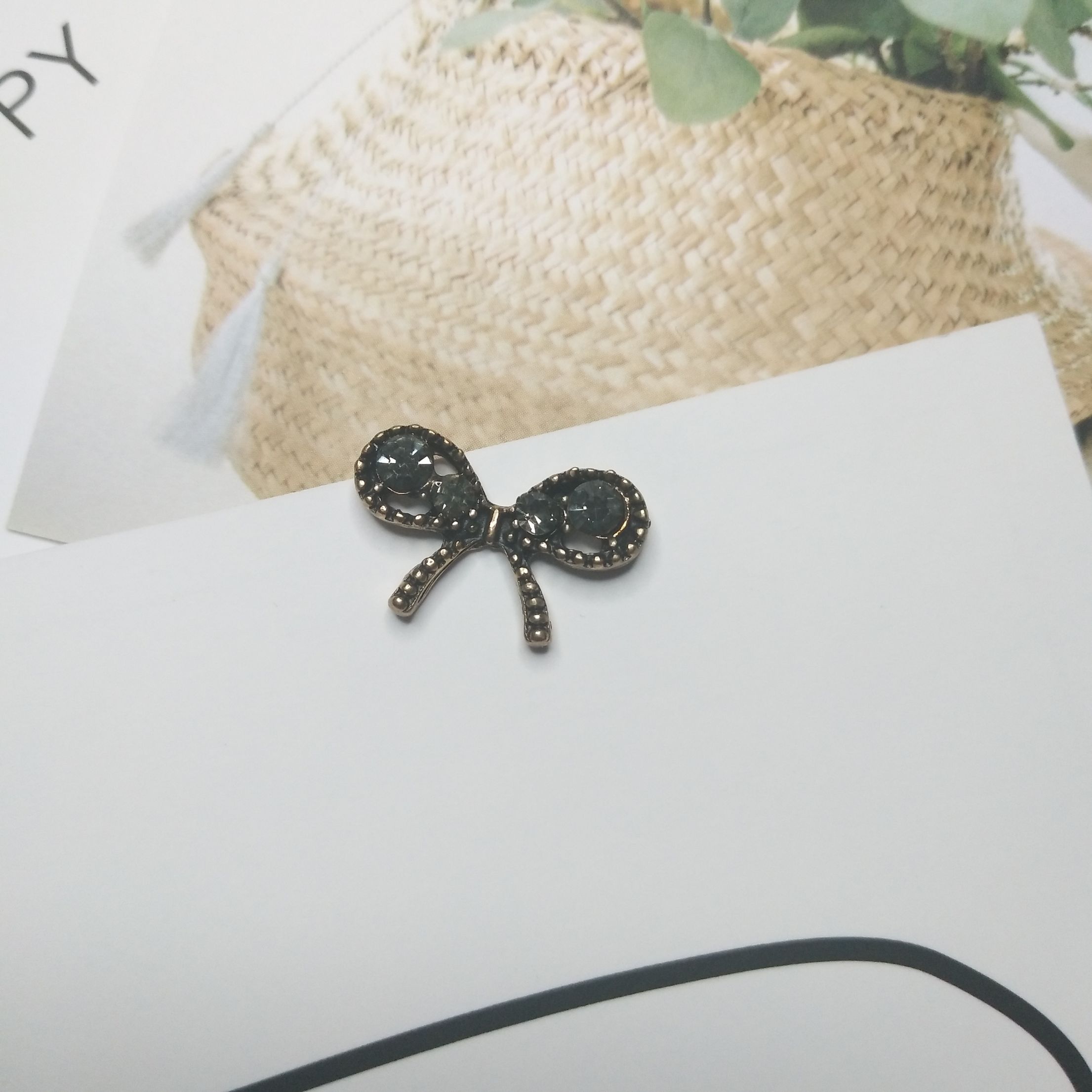 Korean version diamond bow tie headwear, earrings, lace accessories, DIY small package 100ps per pack detail image 3