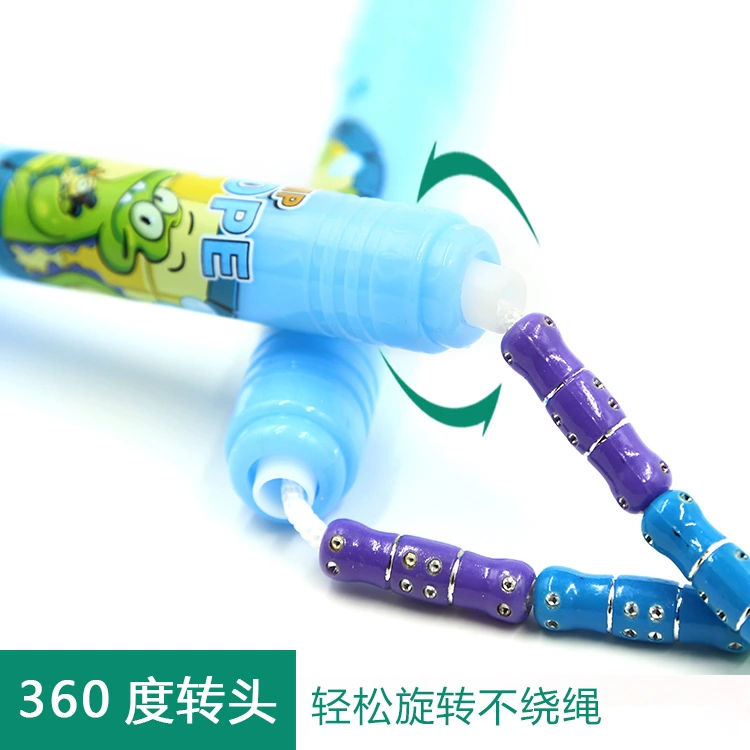 沃动力花样竹节跳绳卡通按摩柄镶钻珠节成人健身学生中考训练绳细节图