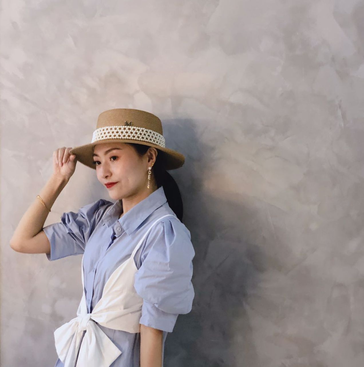 Yiwu Selection elegant M flat top straw hat pink /KK203629/38380