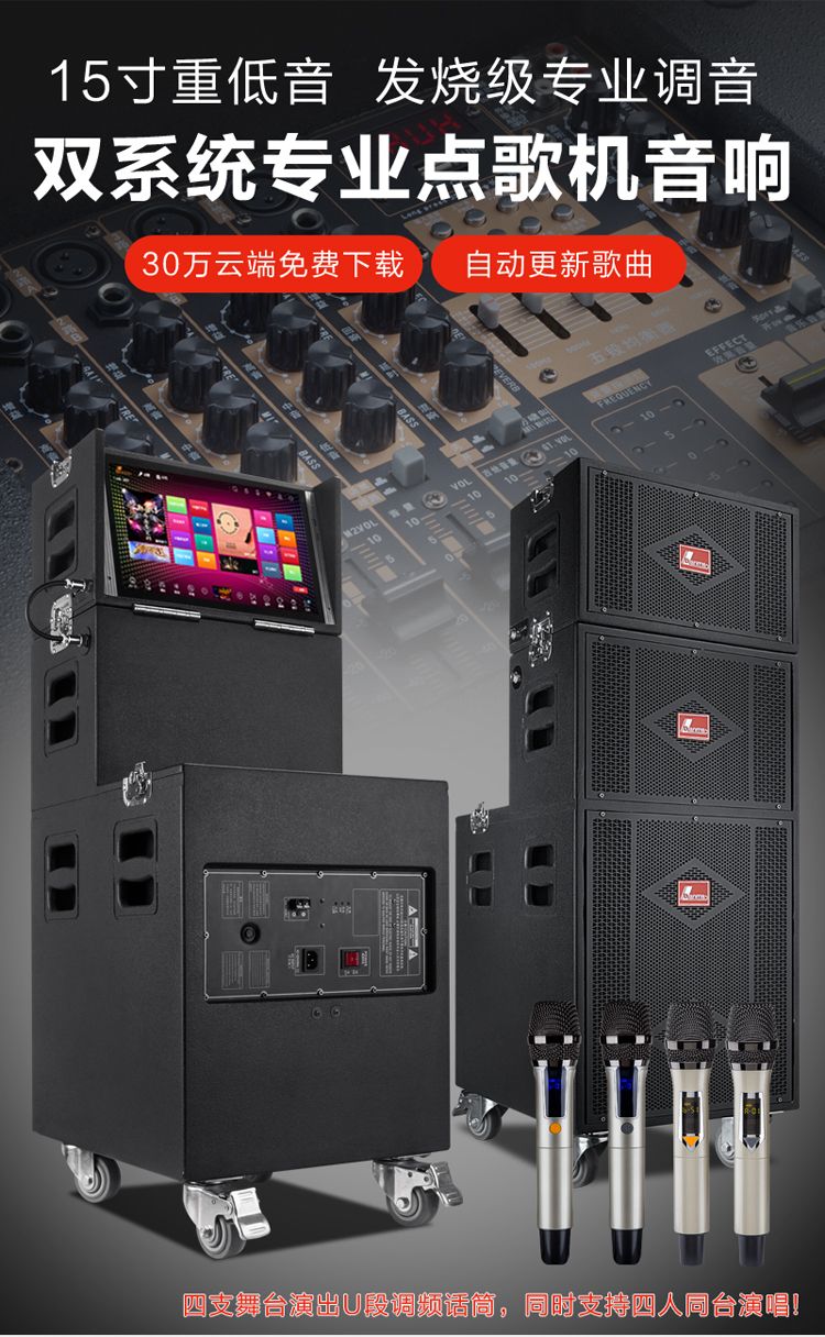 Danmaishi outdoor KTV with screen, speaker, high-power mobile line array, singing, square dancing, and karaoke machine speaker details Picture