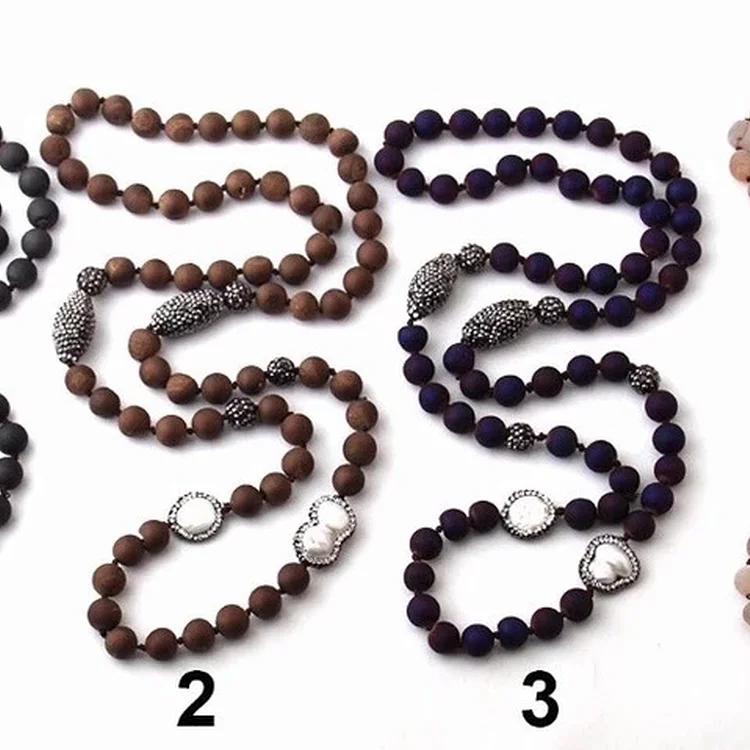 Agate shell beads tied in knots