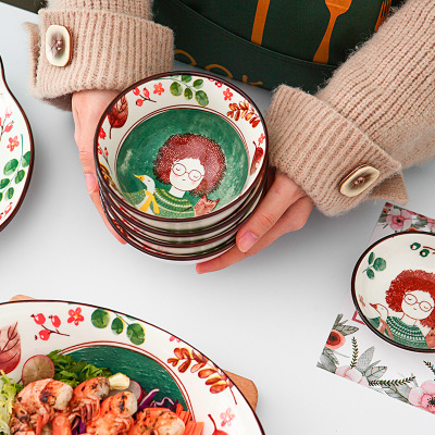 Japanese-style ceramic 9-inch single-handle baking tray, home creative Instagram baking breakfast plate, oven-baked rice chicken wing plate undefined