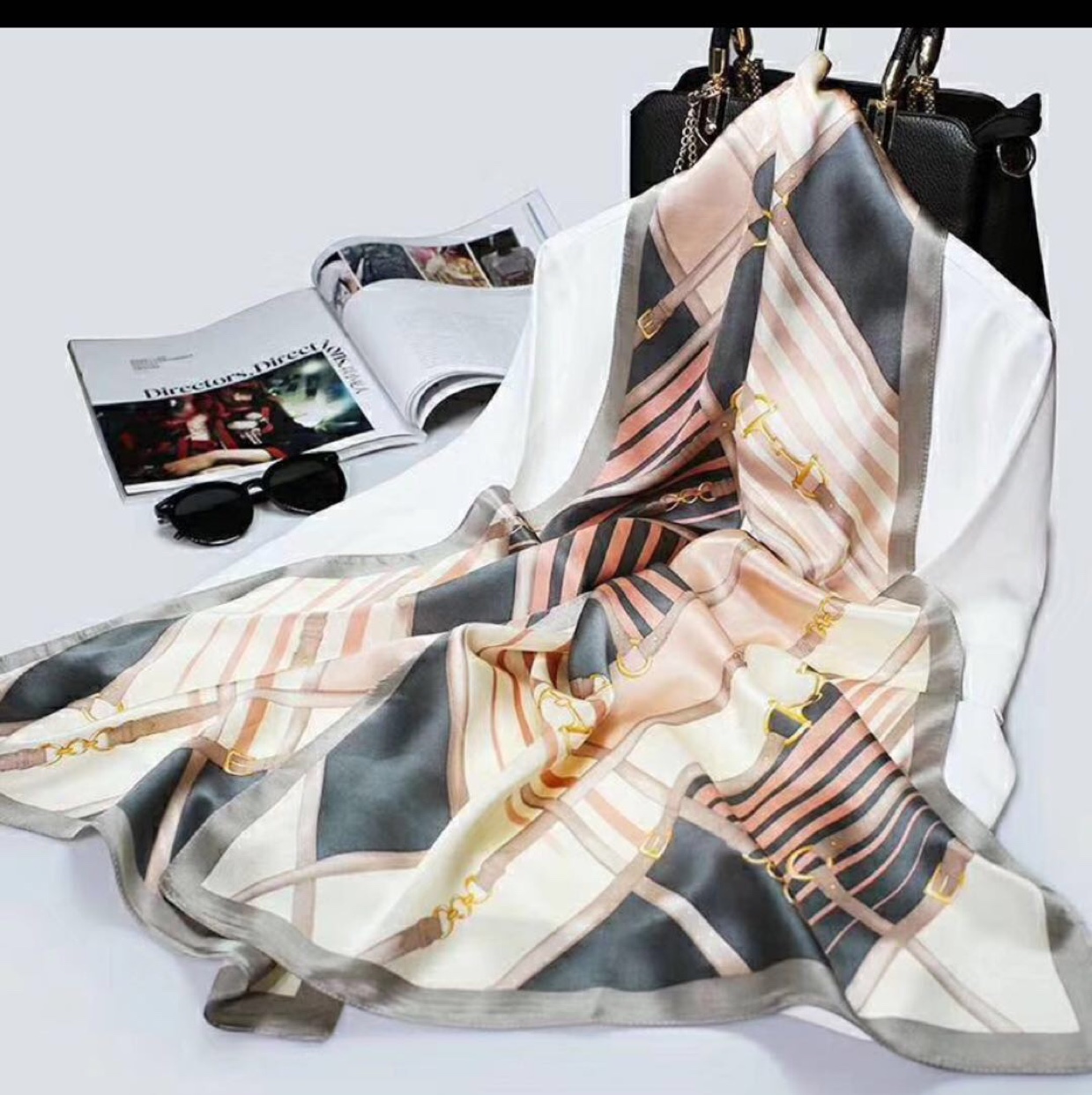 Plain ruffled section with silk component scarf long scarf shawl