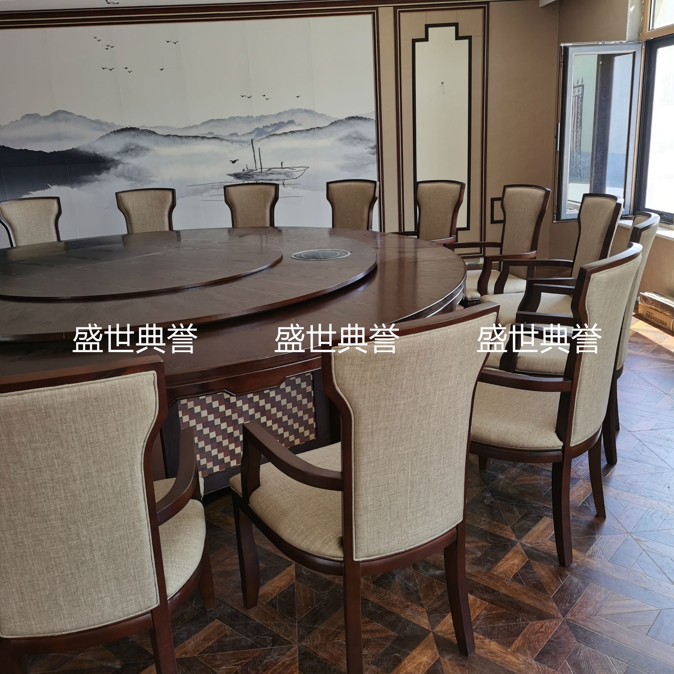 上海国际酒店实木家具定做 度假酒店包厢新中式实木餐椅 扶手椅子详情图3