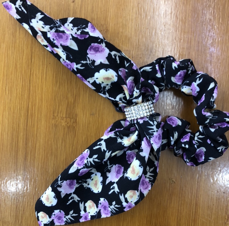 Chiffon black floral bow and diamond adorn colon ring harbor ornament thumbnail