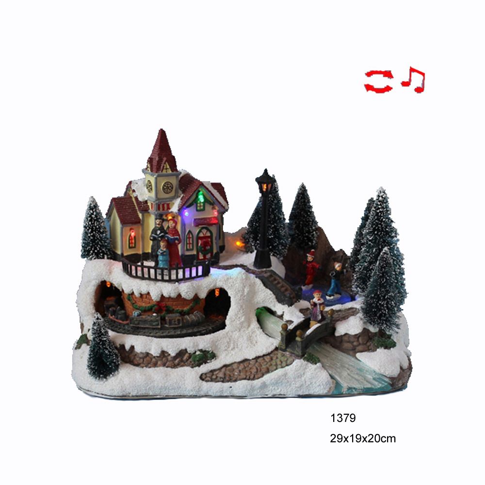 Factory direct sales of creative furniture, decorative resin, LED Christmas house ornaments, electric music handicrafts wholesale 2 detail image 7