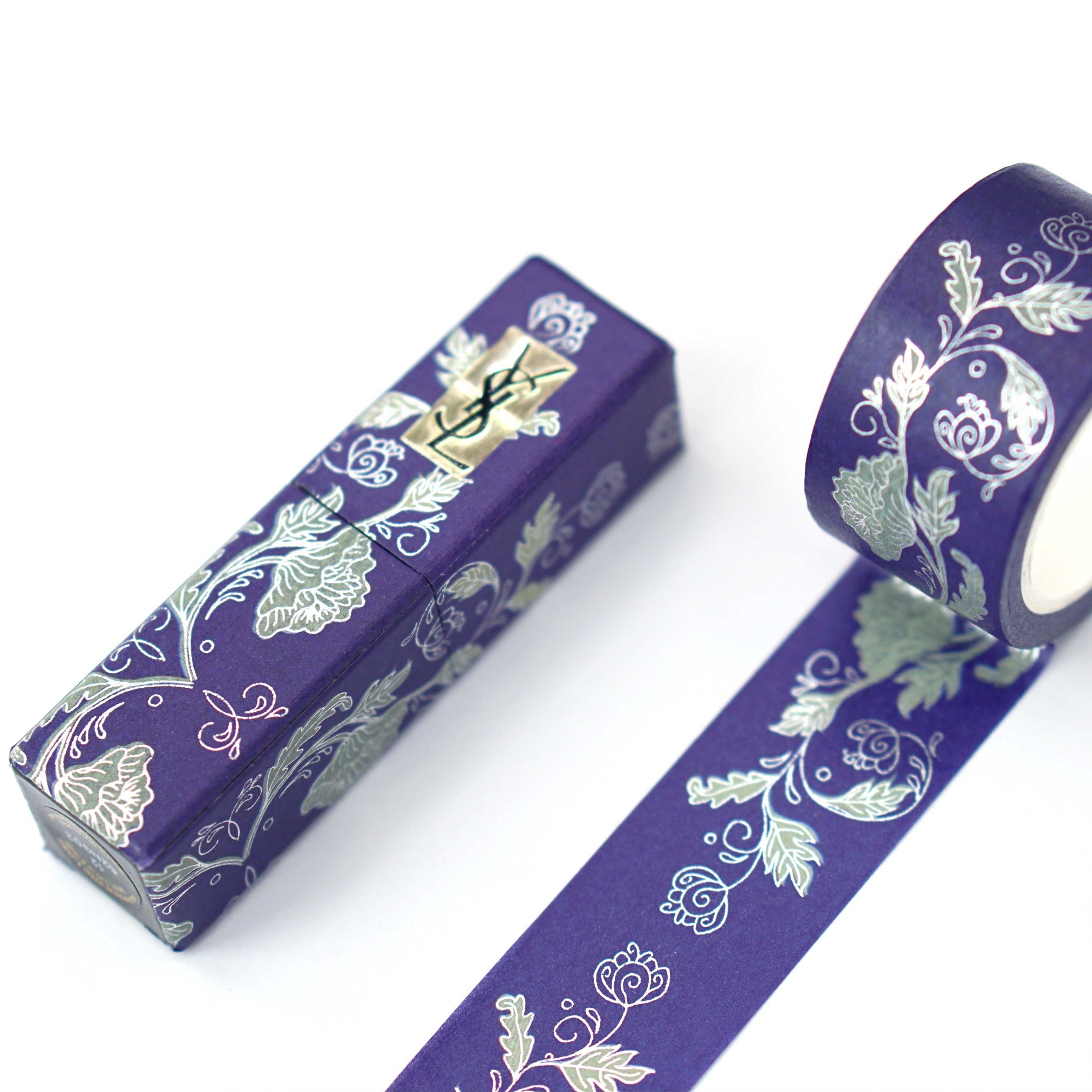 Chinese-style blue and white porcelain with gold foil and paper tape, retro-style silver foil decorative stickers for diaries and diaries, 2.5cm*7 meters detail image 3