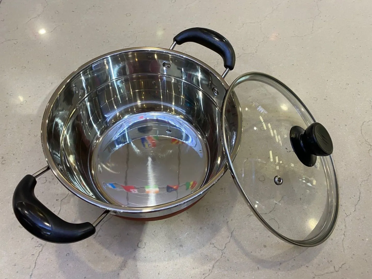 6-piece set of multi-purpose pot, soup pot, cooking pot, 22cm, 24cm, 26cm stainless steel, color detail image 3