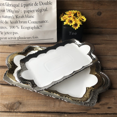 Wholesale of special electroplated rectangular ceramic plates, European-style embossed long plates, hotel and restaurant dining tables and plates Application Scenario