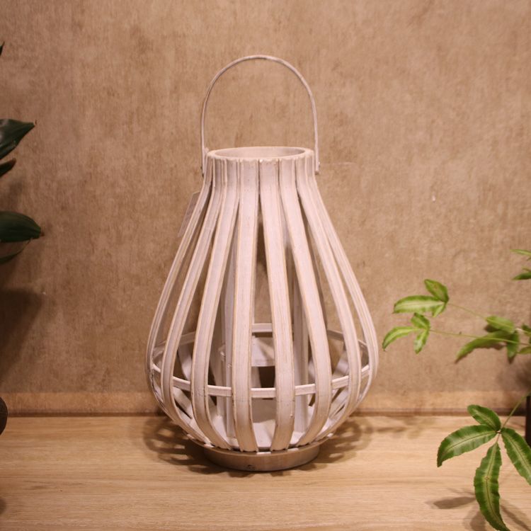 Wooden bamboo candlestick pendant lampshade can be customized multi-size style