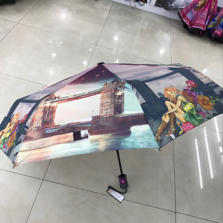 Item No. 3032A Fully automatic heat Transfer Three-fold Umbrella details Picture