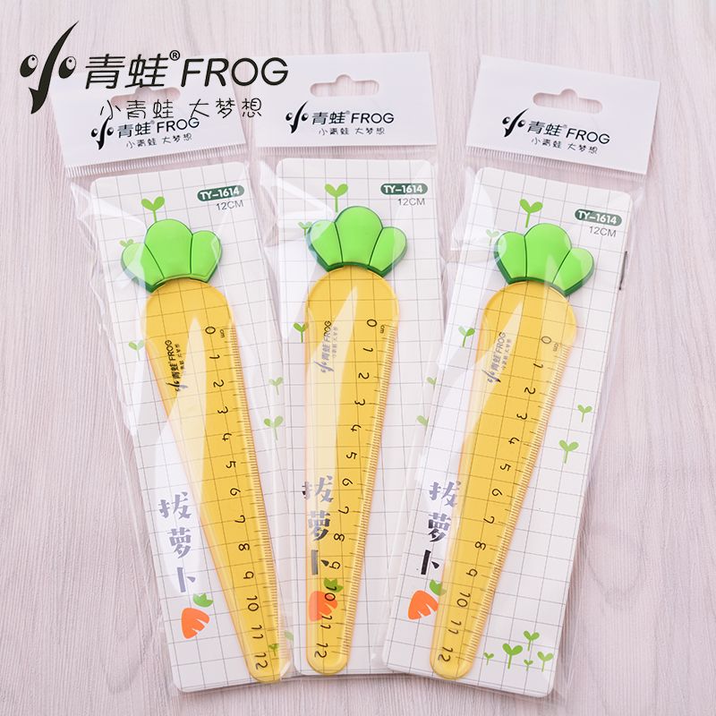 Small frog factory direct selling 12cm cartoon ruler carrot ruler yellow transparent ruler 1614 thumbnail
