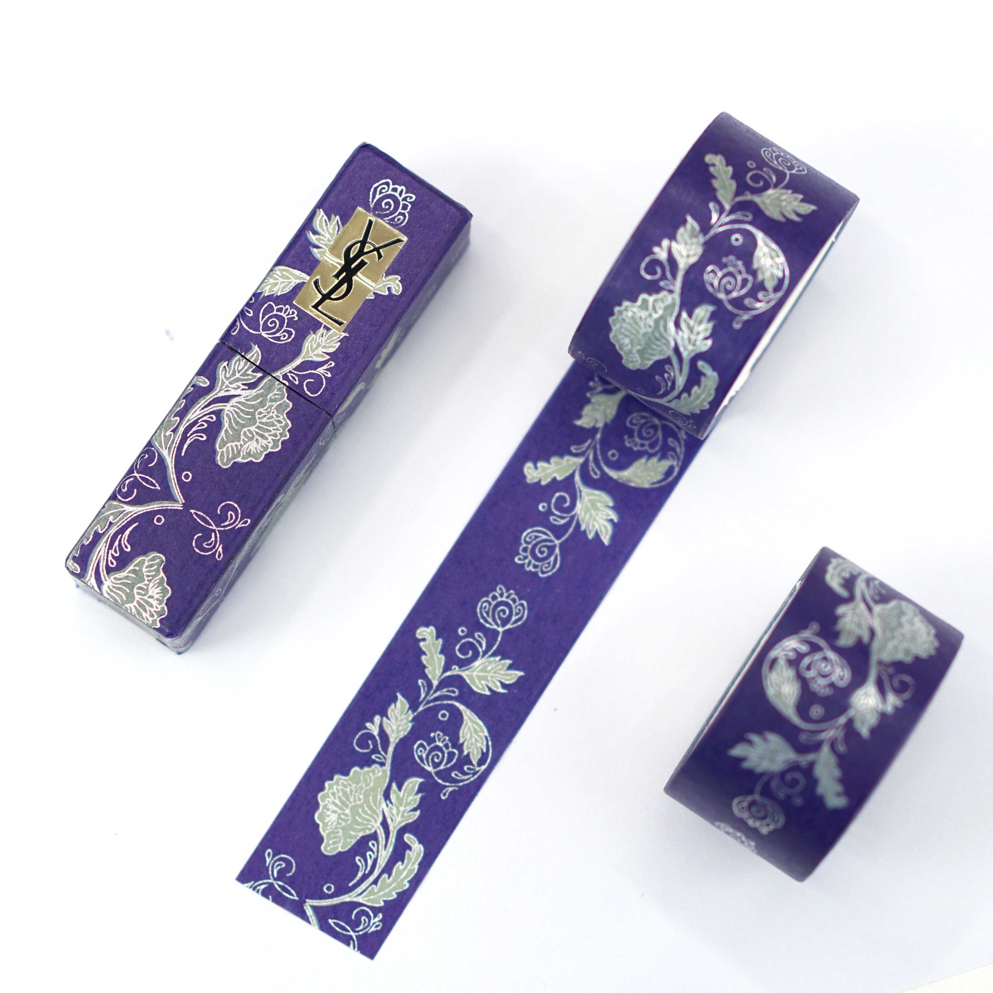 Chinese-style blue and white porcelain with gold foil and paper tape, retro-style silver foil decorative stickers for diaries and diaries, 2.5cm*7 meters detail image 2
