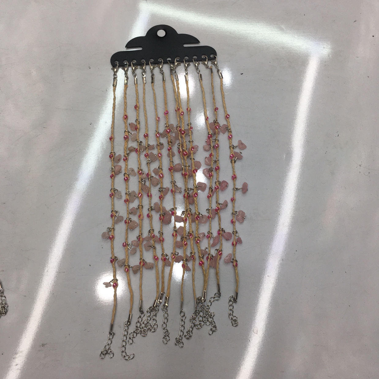 幸运草粉晶脚链