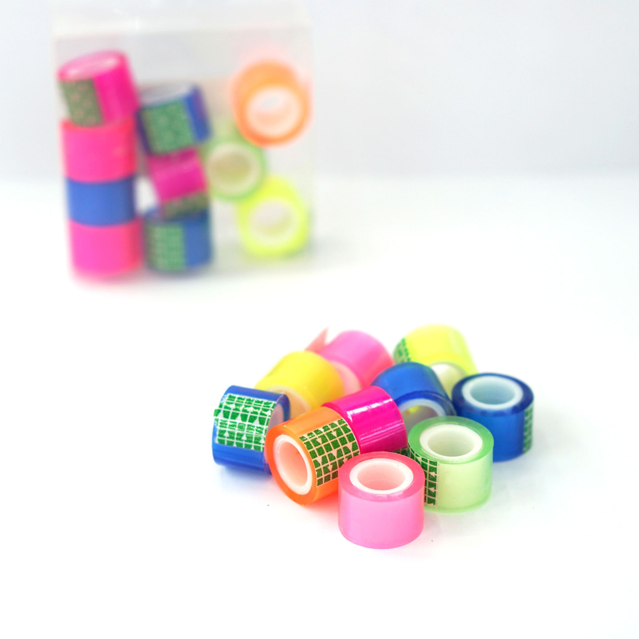 10 boxes of colorful mini adhesive tape, mini transparent adhesive tape, stationery tape for students, stationery decoration hands detail image 3