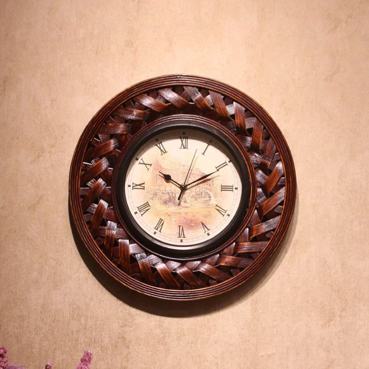 Antique wooden bamboo wall clock wall decorative arts