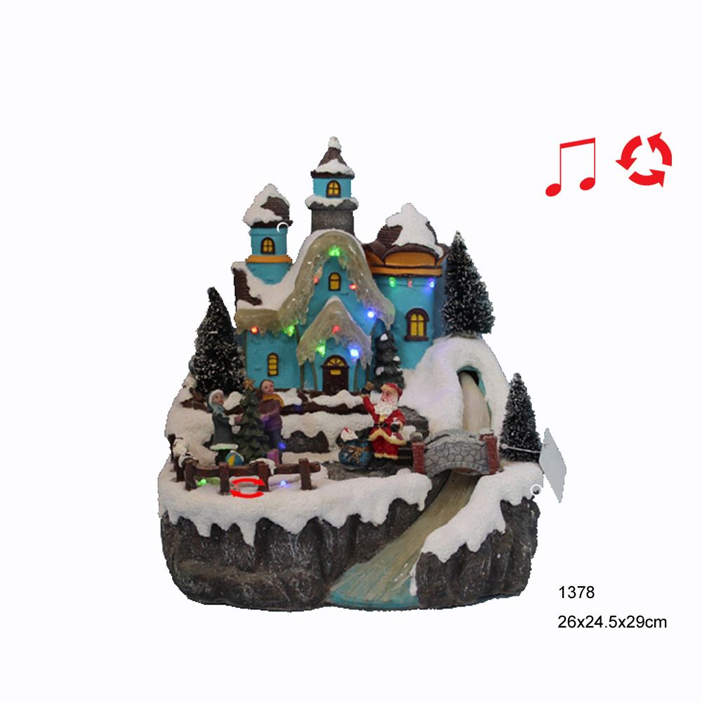 Factory direct sales of creative furniture, decorative resin, LED Christmas house ornaments, electric music handicrafts wholesale 2 detail image 6