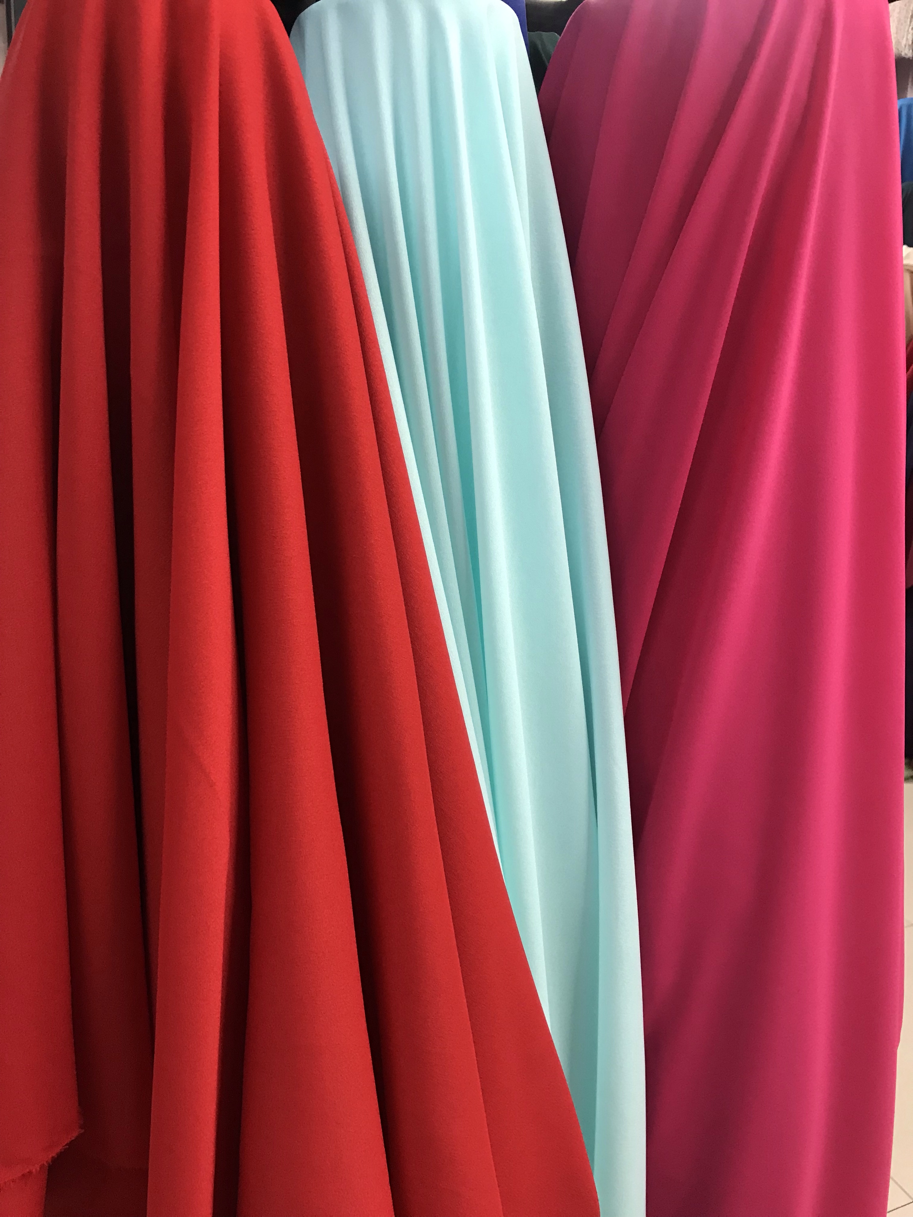 Carmine red and bright red nano crepe four-sided elastic Hanfu accessory handicraft fabric Specification image