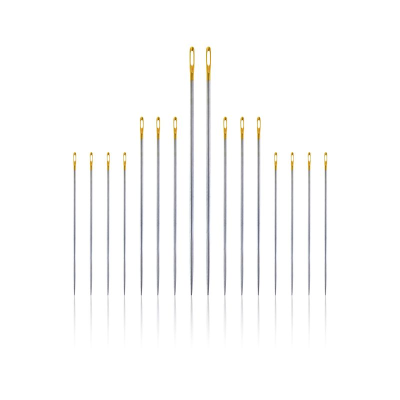 厂家直销 16枚3/9多用途金尾手缝针 精细碳钢手缝针 针线包装配件白底实物图