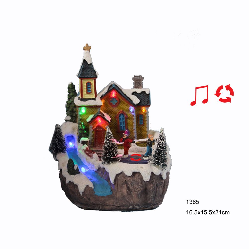 Factory direct sales of creative furniture, decorative resin, LED Christmas house ornaments, electric music handicrafts wholesale 2 detail image 3